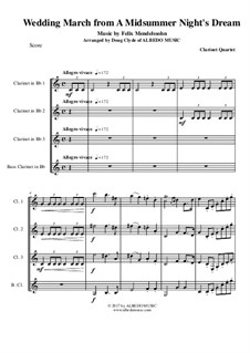 Wedding March: For clarinet quartet by Felix Mendelssohn-Bartholdy