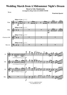 Wedding March: For woodwind quartet by Felix Mendelssohn-Bartholdy