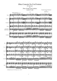 Violin Concerto No.9 in D Minor, RV 236: Score, parts by Antonio Vivaldi