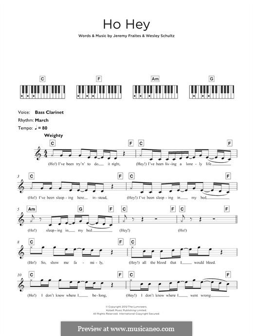 Ho Hey (The Lumineers): For keyboard by Jeremy Fraites, Wesley Schultz