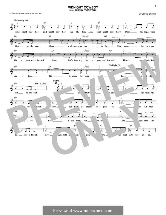 Midnight Cowboy: Melody line by John Barry