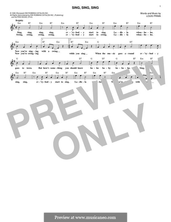 Sing, Sing, Sing (Benny Goodman): Melody line by Louis Prima