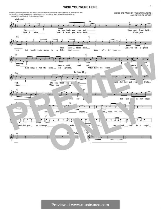 Wish You Were Here (Pink Floyd): Melody line by David Gilmour, Roger Waters