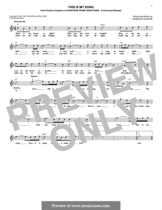 This is My Song by C. Chaplin sheet music on MusicaNeo