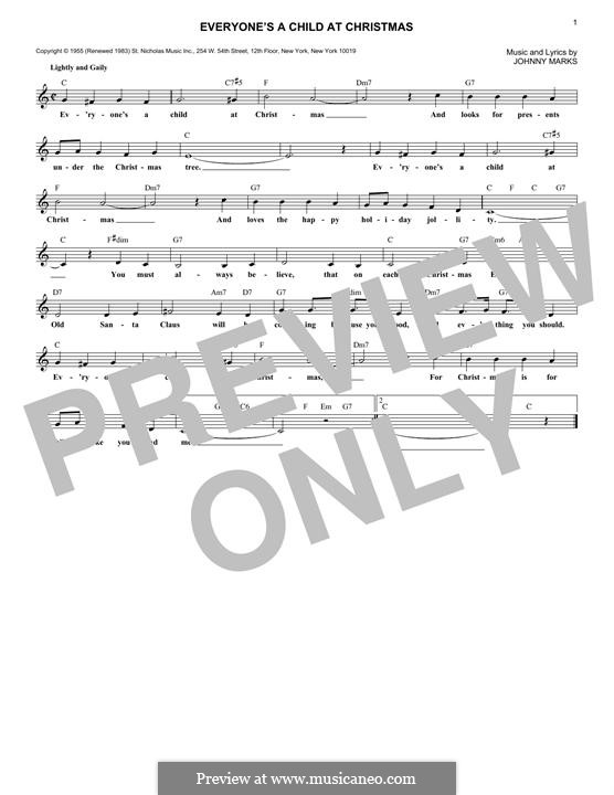 Everyone's a Child at Christmas: Melody line by Johnny Marks