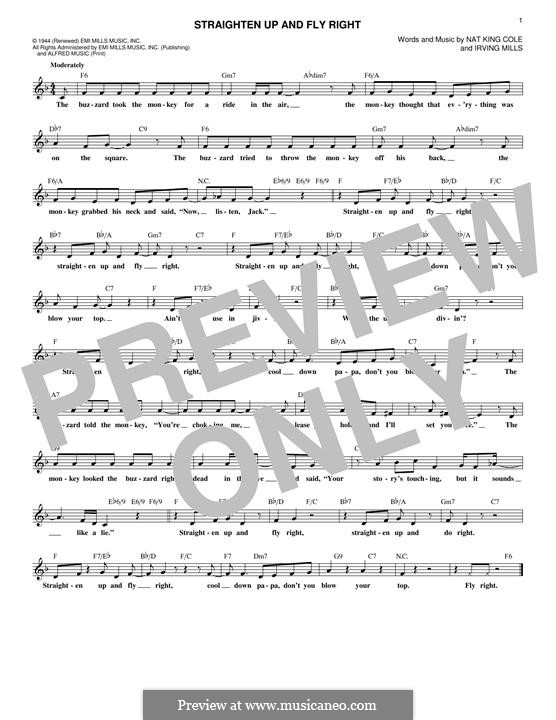 Straighten Up and Fly Right (Diana Krall): Melody line by Irving Mills