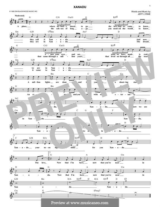 Xanadu by J. Lynne sheet music on MusicaNeo