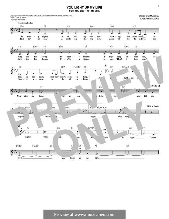 You Light Up My Life: Melody line by Joseph Brooks