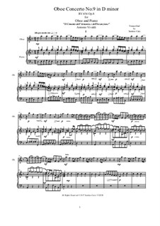 Violin Concerto No.9 in D Minor, RV 236: Version for oboe and piano by Antonio Vivaldi