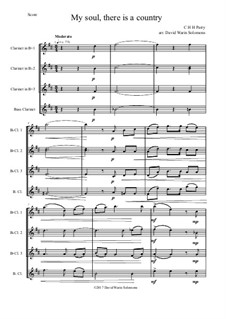 My soul, there is a country: For clarinet quartet by Charles Hubert Hastings Parry