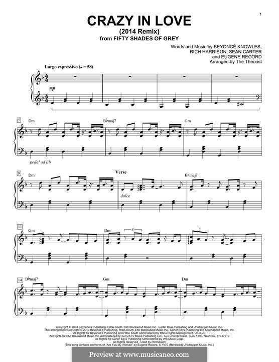 Beyoncé - Crazy in love (50 shades of grey ver.) Sheet music for Piano,  Violin (Solo)