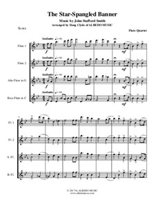 Instrumental version (quartet instruments): For flute quartet by John Stafford Smith