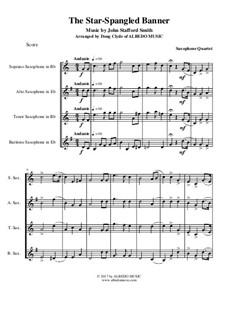 Instrumental version (quartet instruments): For saxophone quartet by John Stafford Smith