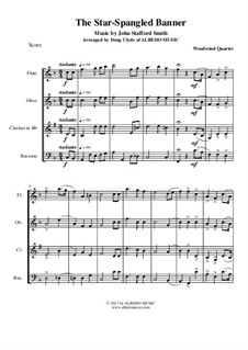 Instrumental version (quartet instruments): For woodwind quartet by John Stafford Smith