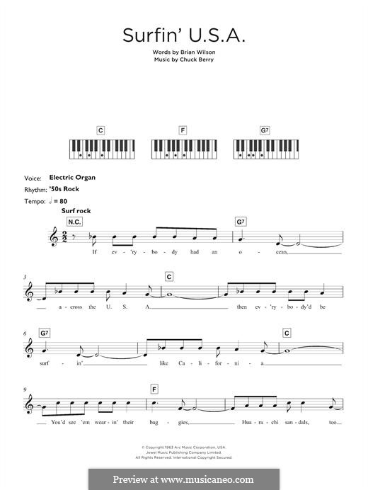 Surfin' U.S.A. (The Beach Boys): For keyboard by Chuck Berry