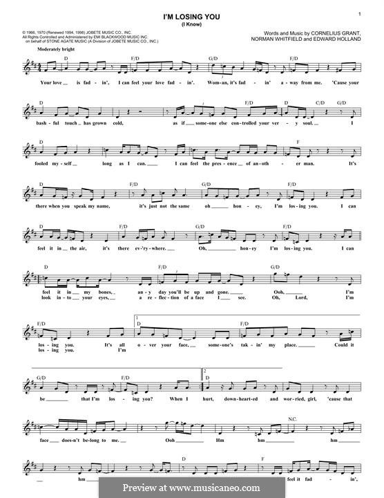 I'm Losing You (I Know): Melody line by Cornelius Grant, Edward Holland Jr., Norman J. Whitfield