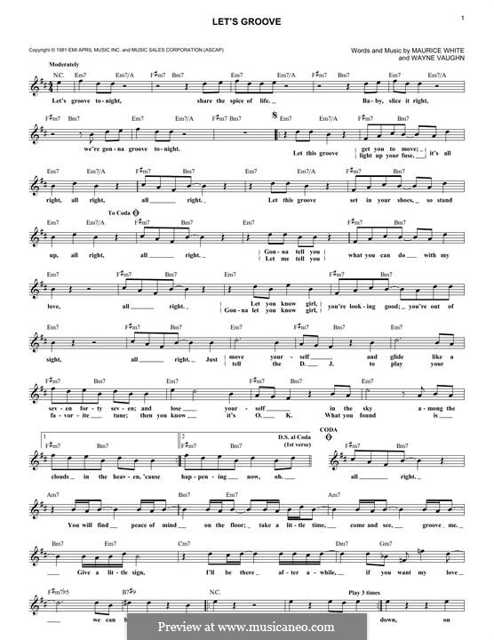 Let's Groove (Earth, Wind & Fire): Melody line by Maurice White, Wayne Vaughn