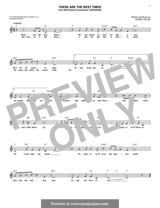 These Are the Best Times: Melody line by Shane Tatum