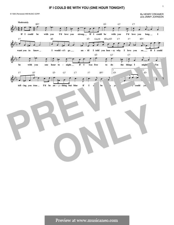 If I Could Be with You (One Hour Tonight): Melody line by Henry Creamer, Jimmy Johnson