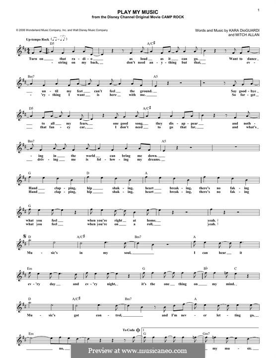 Play My Music (Jonas Brothers) by K. DioGuardi, M. Allan on MusicaNeo