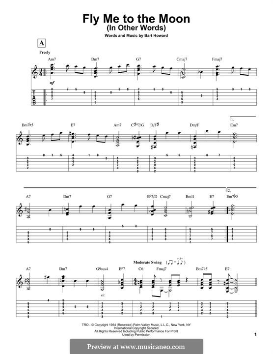 Fly Me to the Moon (In Other Words): For guitar with tab by Bart Howard