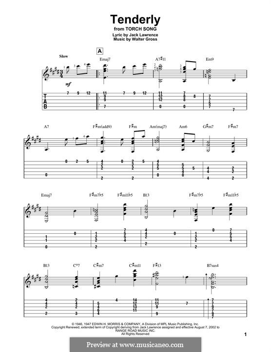 Tenderly: For guitar with tab by Walter Gross