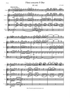 Concerto for Flute and Strings in F Major, RV 442: Score and parts by Antonio Vivaldi