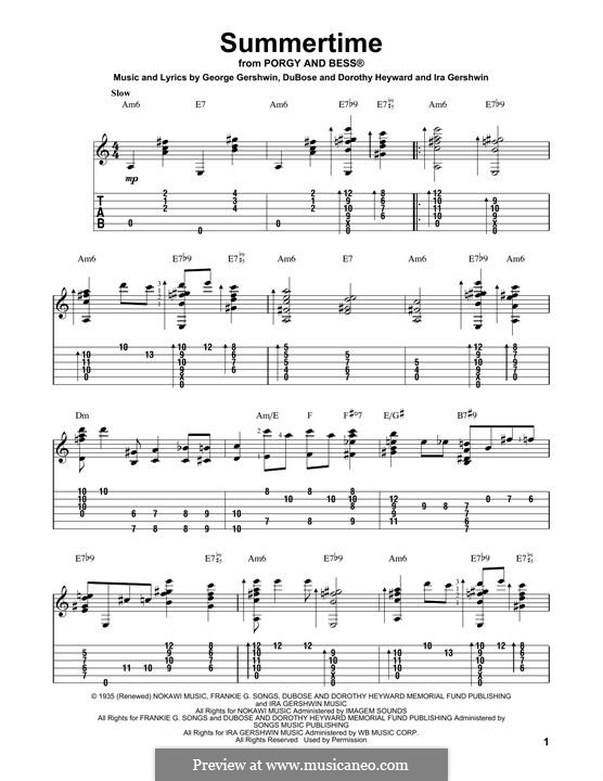 Summertime: For guitar with tab by George Gershwin