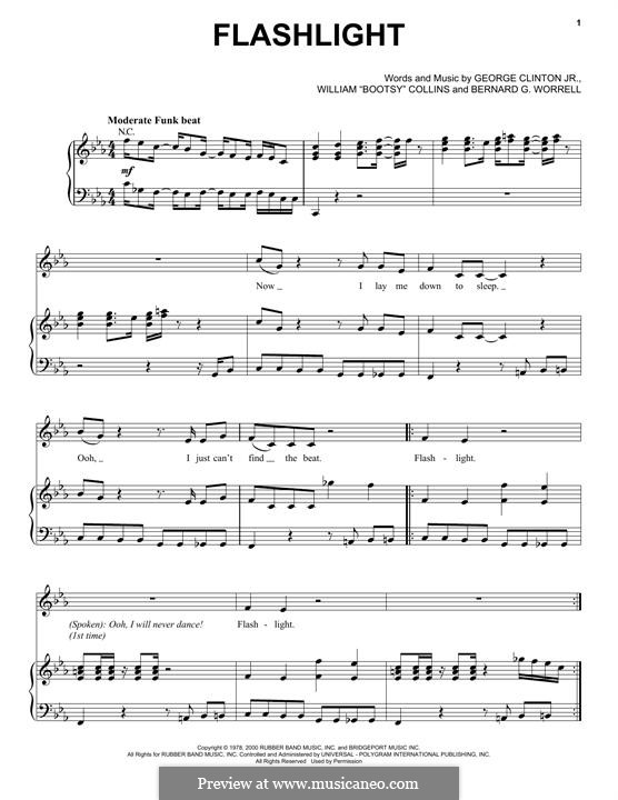 Flashlight (Parliament): For voice and piano (or guitar) by William Collins, Bernard G. Worrell, George Clinton Jr.