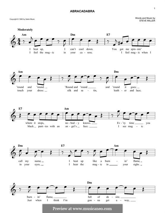 Abracadabra (Steve Miller Band): Melody line by Steve Miller