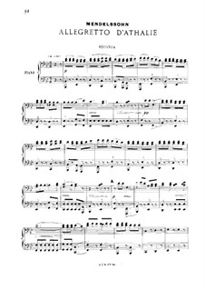 Musik zu Athalia (Music to Athalie), Op.74: Allegretto, for piano four hands by Felix Mendelssohn-Bartholdy