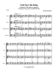 God Save the King: For woodwind quartet by folklore