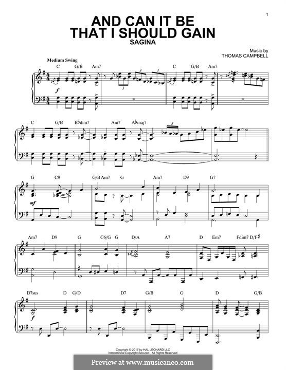 And Can It Be That I Should Gain: For piano by Thomas Campbell