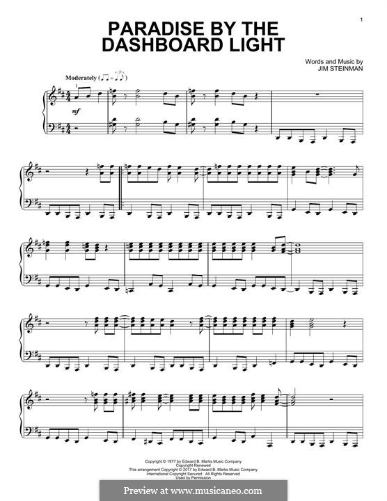 Paradise By the Dashboard Light (Meat Loaf): For piano by Jim Steinman