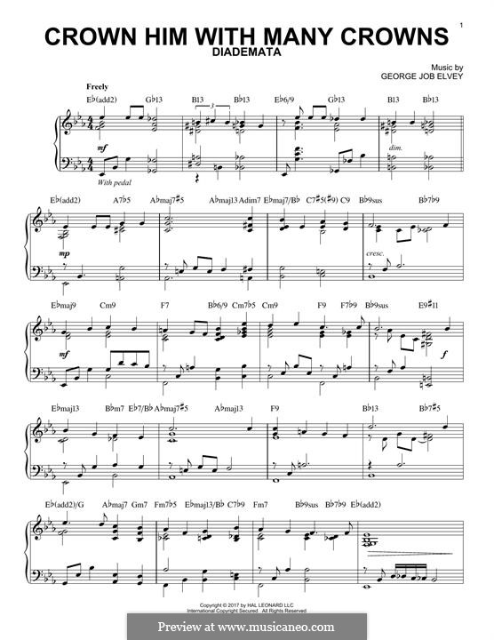 Crown Him with Many Crowns: For piano by George Job Elvey