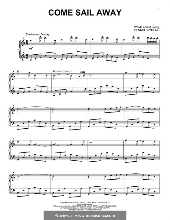 Come Sail Away (Styx): For piano by Dennis DeYoung