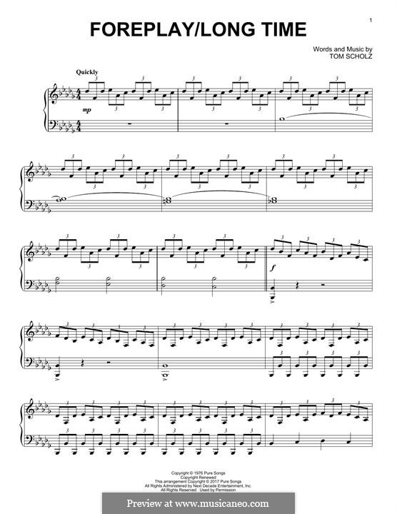Foreplay/Long Time (Boston): For piano by Tom Scholz