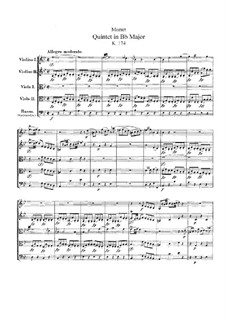 String Quintet No.1 in B Flat Major, K.174: Full score by Wolfgang Amadeus Mozart