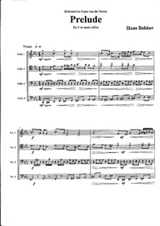 Prelude & Fugue for cello ensemble/quartet: Prelude & Fugue for cello ensemble/quartet by Hans Bakker