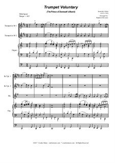 Prince of Denmark's March (Trumpet Voluntary): For brass trio - organ accompaniment by Jeremiah Clarke