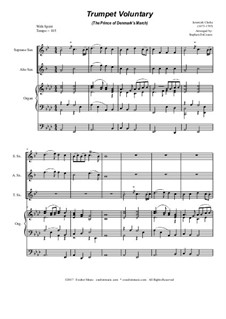Prince of Denmark's March (Trumpet Voluntary): For saxophone trio - organ accompaniment by Jeremiah Clarke