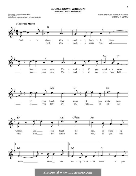 Buckle Down, Winsocki by H. Martin, R. Blane sheet music on MusicaNeo