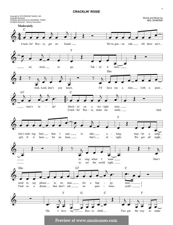 Cracklin' Rosie: Melody line by Neil Diamond