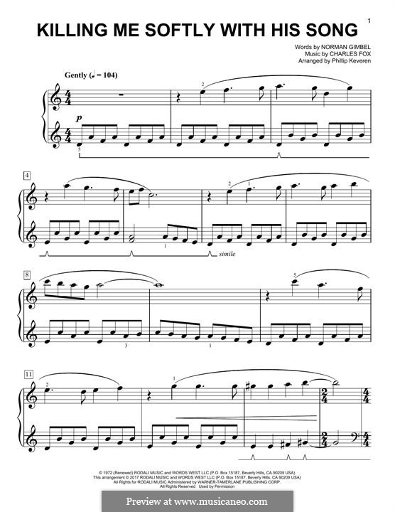 Killing Me Softly with His Song: For piano by Charles Fox