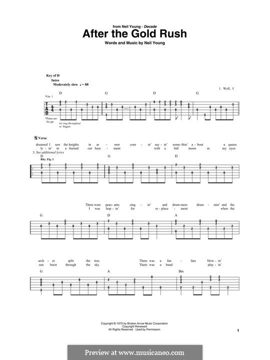 After the Gold Rush: For guitar with tab by Neil Young