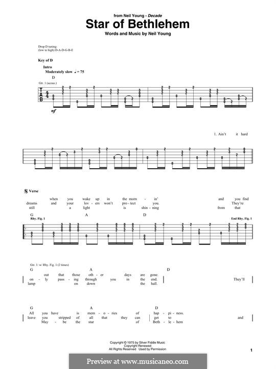 Star of Bethlehem: For guitar with tab by Neil Young