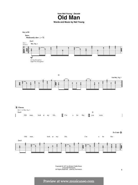 Old Man: For guitar with tab by Neil Young
