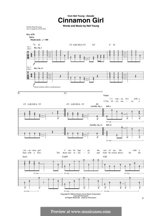 Cinnamon Girl: For guitar with tab by Neil Young