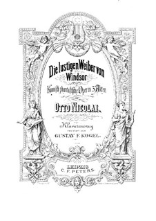 The Merry Wives of Windsor: Arrangement for voices and piano by Otto Nicolai