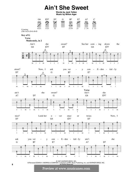 Ain't She Sweet (The Beatles): For banjo by Milton Ager